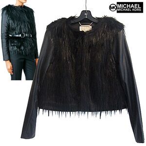 MICHAEL Michael Kors Faux Fur Leather Sleeve Moto Jacket L NWT